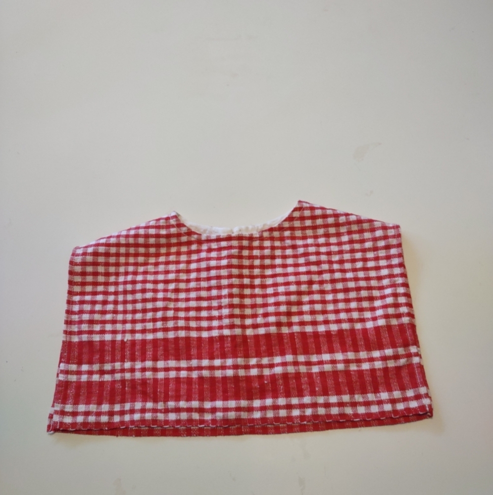 Sweet Caroline Vintage Child's Linen Cape Neck Collar / bib 1950's Red Check
